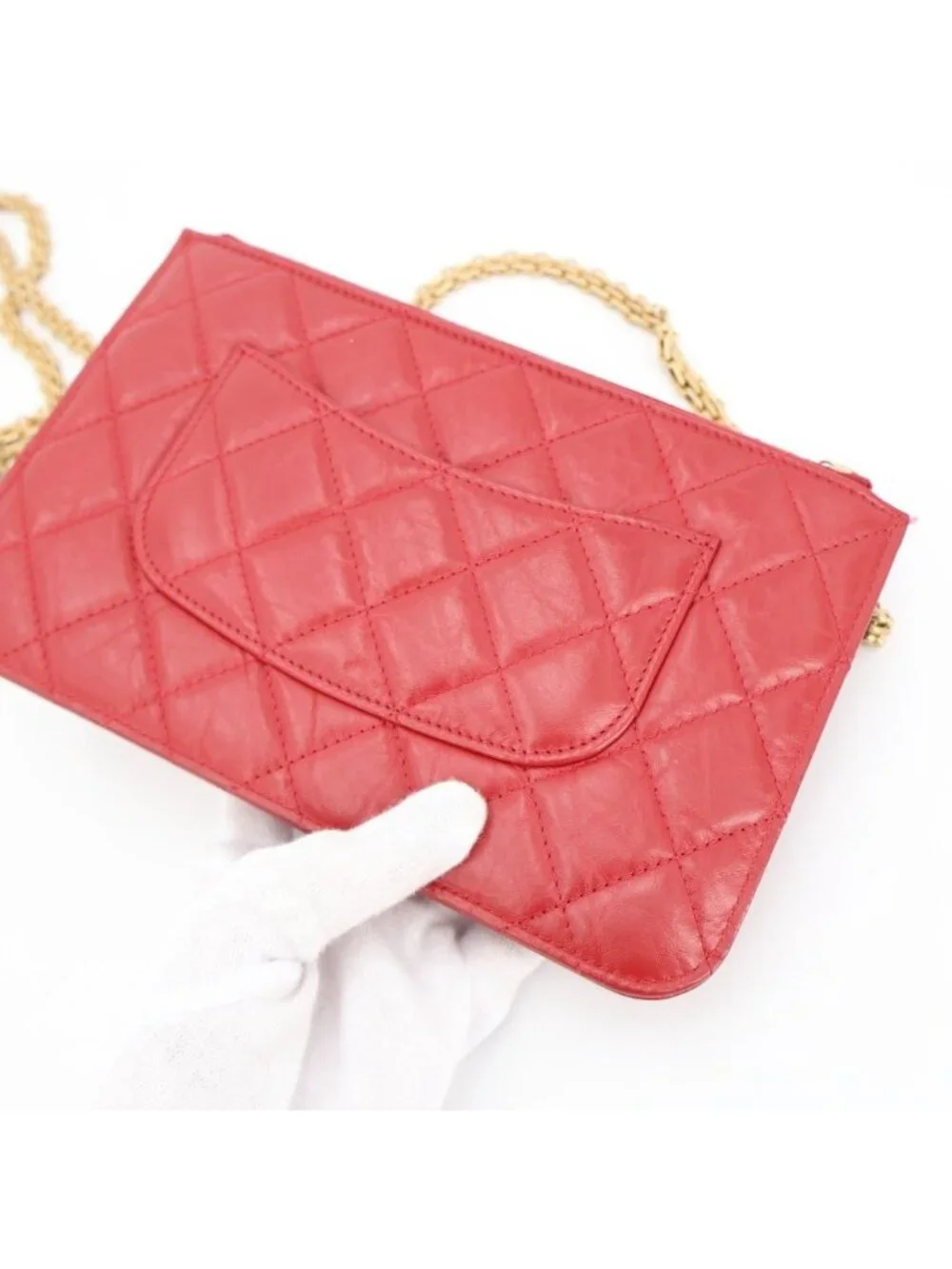Chanel Quilted Aged Calfskin Reissue 2.55 Wallet on Chain Shoulder Bag